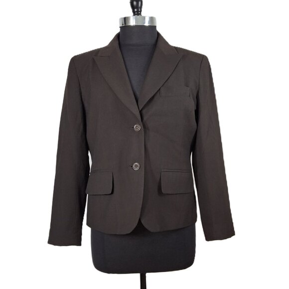Michael Kors Womans Business Career Suit Blazer Jacket Sz 12 Matte Brown Fitted - Picture 2 of 16